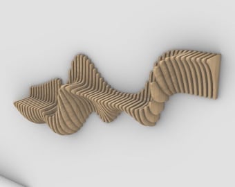 Parametric Wavy Wooden Wall Mounted Shelf - Parametric Wooden Wavy Wall Art - Floating Shelf Parametric Wall Piece - Parametric  Shelf
