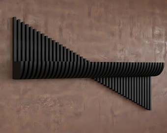 Floating Shelf Parametric Wall Piece - Parametric Wooden Wall Shelves - Parametric Wavy Wooden Wall Decor - Parametric Geometric Shelf