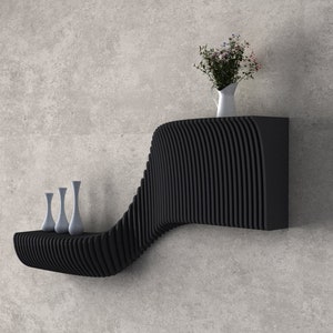 Floating Shelf Parametric Wall Piece - Parametric Wooden Wall Shelves - Parametric Wavy Wooden Wall Decor - Parametric Geometric Shelf