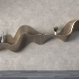 Parametric Wooden Wavy Wall Art - Parametric Wavy Wooden Wall Mounted Shelf - Floating Shelf Parametric Wall Piece -  Parametric  Shelf