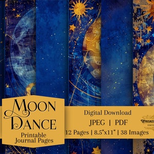 Moon Dance | Junk Journal Printable Pages| Digital Download | Celestial Theme