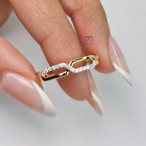 Rund geschnittene Büroklammer Diamant Ring, Lab gewachsen (IGI zertifiziert) Ehering | Geschenk für sie
