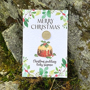Cadeau porte-bonheur de Noël pudding de Noël, souvenir de Joyeux Noël et porte-bonheur traditionnel, remplissage parfait de bas ou carte de cadre festif