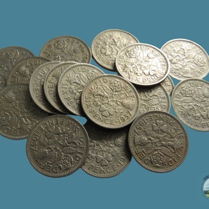 1957 Sixpence Coin, Queen Elizabeth II, Lucky Sixpence Lovely Gift, Perfect for 68th Birthday & Weddings, Available in Multiple Quantities
