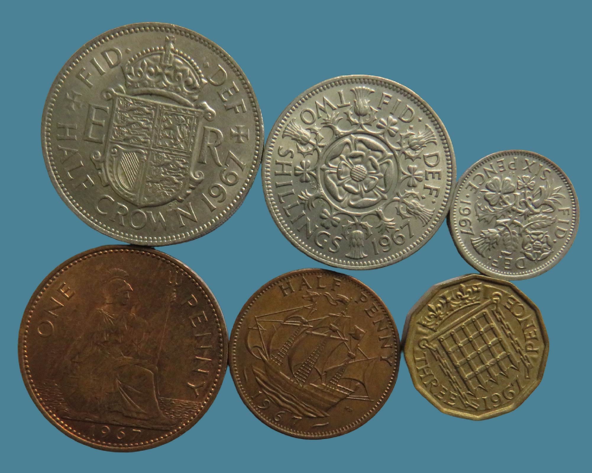 1967年エリザベス2世女王イギリス6年コインセット、ハーフクラウンからハーフペニーまでの完全なセット、誕生日、コレクター、ギフトに最適 - Etsy  日本