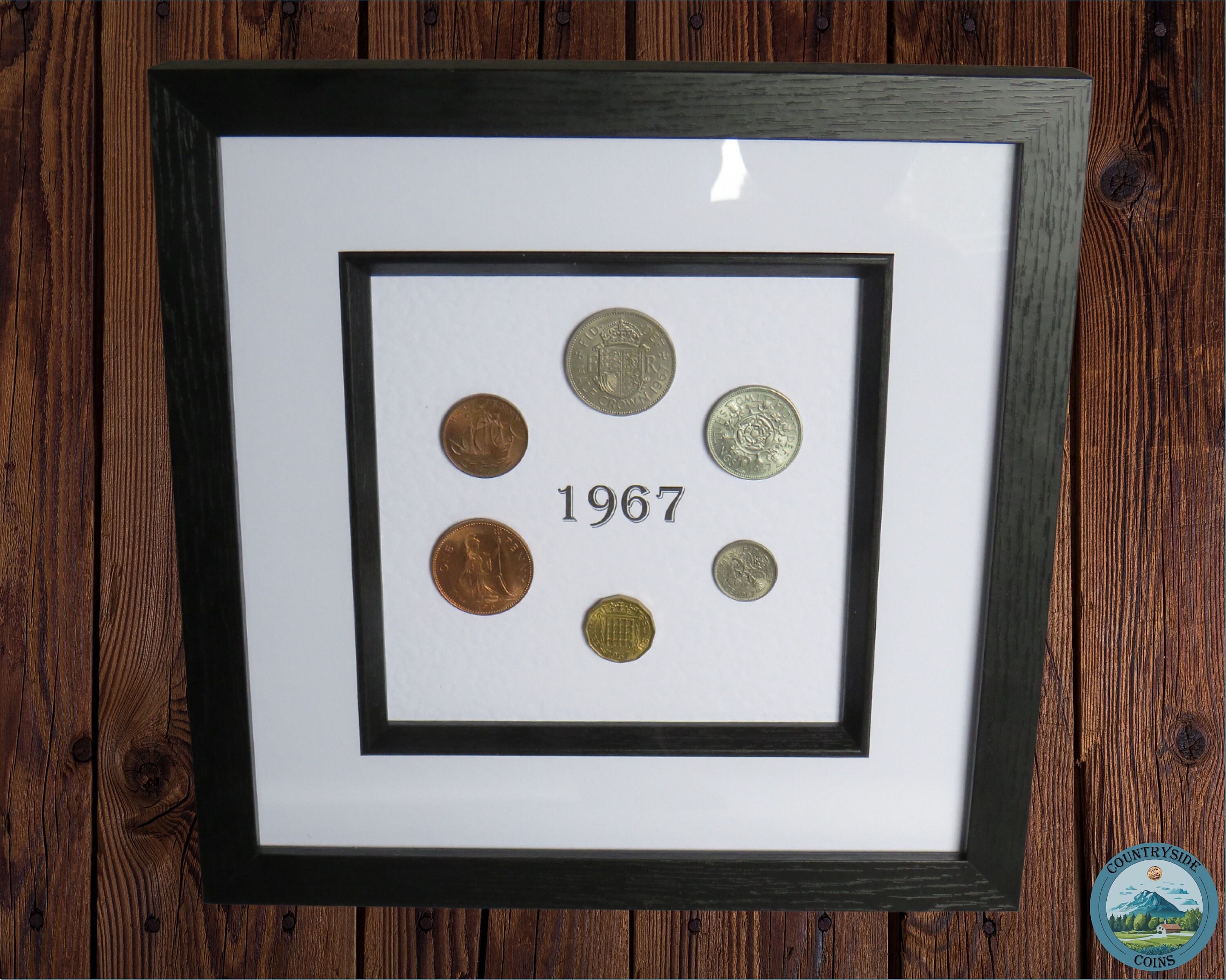 Luxury 1967 Great Britain Framed Coin Year Set, Complete 6 Coin