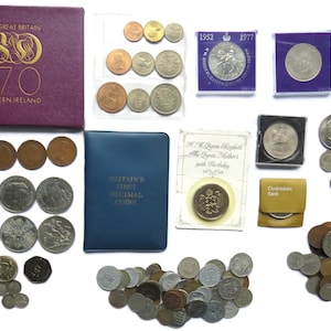 Ultimat startpaket för myntsamlare, stort urval av brittiska och internationella mynt + mycket mer, perfekt för nybörjare, samlare eller som present