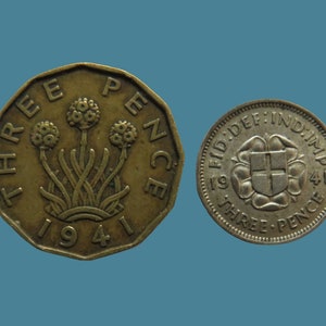 1941 Silver and Brass Threepence Coin Set, King George VI, British Coin Collection, Perfect for Birthdays, Collectors and Gifts