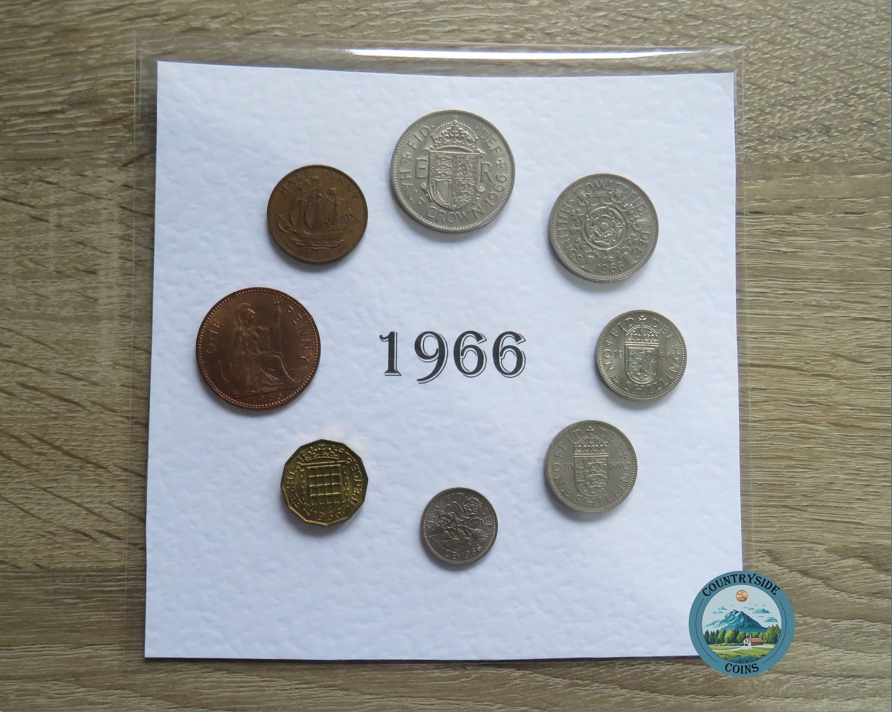 1966 montiert Präsentation Geschenkmünze Set, 8 Münzjahr Set von Großbritannien, perfekt als Geschenk zum 59