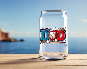Dad, Sipper Glass, Glass Can with Bamboo Lid 16 Oz & glass straw, Iced Coffee Tumbler, Birthday Gifts, Gifts for Him, Gifts for Dad