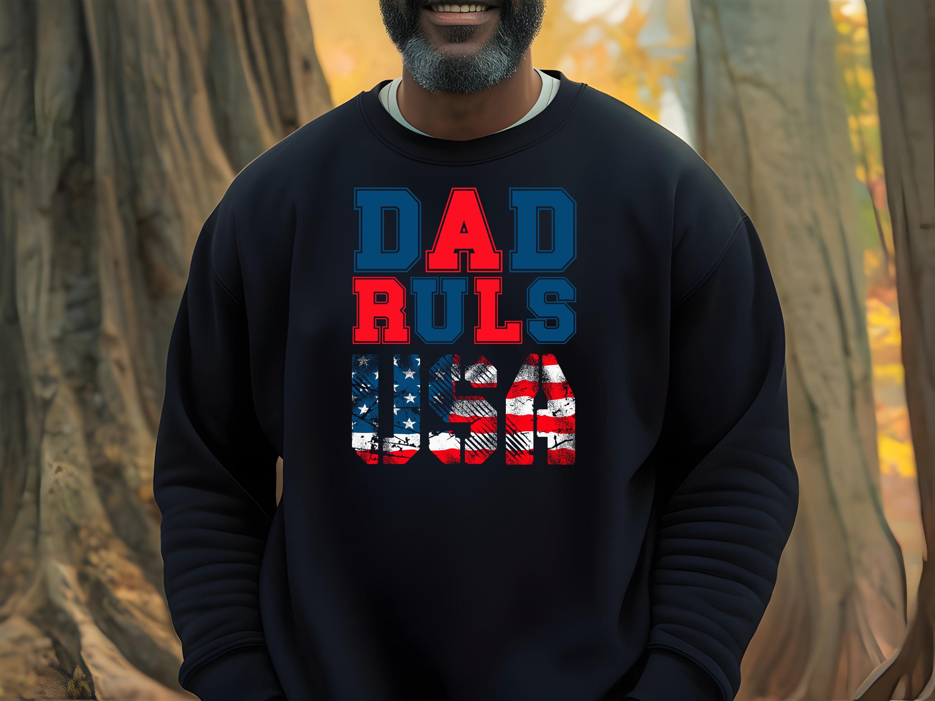 Dad Rules USA Crewneck Sweatshirt, Unisex Apparel, Gift for Him, Birthday Gift, Casual Sweatshirt, Gift for Dad, Father's Day, Dad