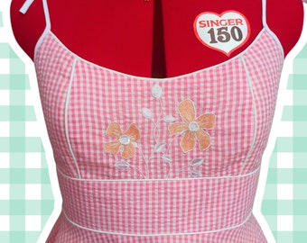 Patrón de costura para vestido con espalda fruncida: Vestido Emma, tallas XS-XXL (PDF digital)