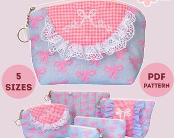 PDF Sewing Pattern – Zipper Pouch | Cosmetic Bag | 5 Sizes + Step-by-Step Video Tutorial