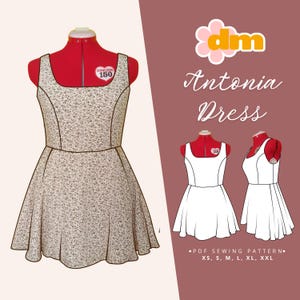 Princess Dress PDF Sewing Pattern: square neckline with semicircular pleated skirt (PDF digital download)