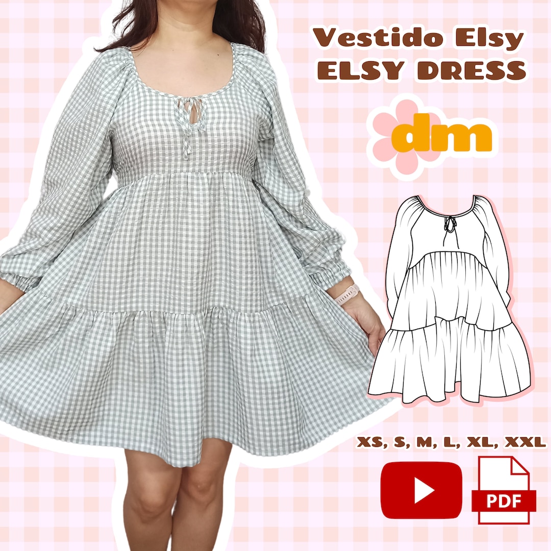 Babydoll Dress Sewing Pattern: Boho Tiered Long Sleeve (digital Pattern)