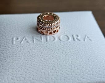Pandora Rose Gold Plated Sparkling Heart Spacer Charm S925 ALE