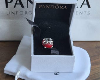 Pandora Red Love Heart Charm, Sterling Silver Gift Bead