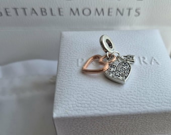 Pandora Sparkling Heart Charm, Lock Key Love Bracelet Bead