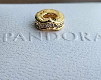 Pandora Gold Tone CZ Spacer Charm Vintage 2000s Gift Box