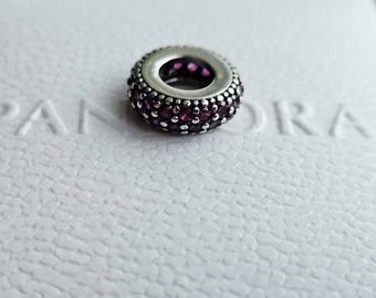 Pandora Silver Charm Purple Crystal Spacer S925 ALE Gift Box Vintage Style