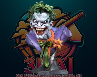 Joker Bust STL Model for 3D Printing - 3D Printable Joker Bust - 3D Print Bust Model - 3D Printable Bust - Joker Figure Bust