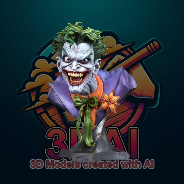 Joker Bust STL Model for 3D Printing - 3D Printable Joker Bust - 3D Print Bust Model - 3D Printable Bust - Joker Figure Bust