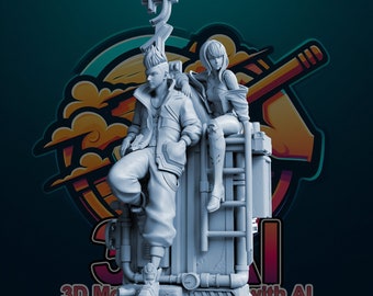 Lucy and David Cyberpunk Edgerunners Diorama STL-3D Printable - 3D Printing STL Model - 3D Printable Edgerunners Model Figure STL (Splitted)