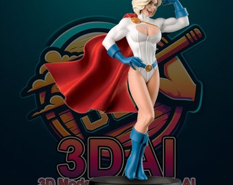 Power Girl STL Model for 3D Printing - 3D Printable Power Girl Figure Model - Ready to Print STL Models - Sexy Female Super Hero Figure+Gift