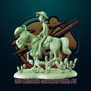 Diorama STL Lucky Luke pour impression 3D FDM Figurine FDM Prête à imprimer pour les imprimantes Fdm Kit rouge Figurine 3D modèle Stl Diorama image 3