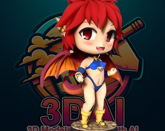 Modèle STL de figurine Chibi en vison de la série Dragon Half - Modèle 3D de figurine - Impression 3D figurine d'anime Chibi pour impression 3D - STL imprimable en 3D