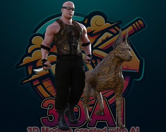 Riddick STL Model - Riddick Figure STL Model for 3D Printing - 3D Printable Riddick Diorama - Dom and Dog Figure Diorama STL Model