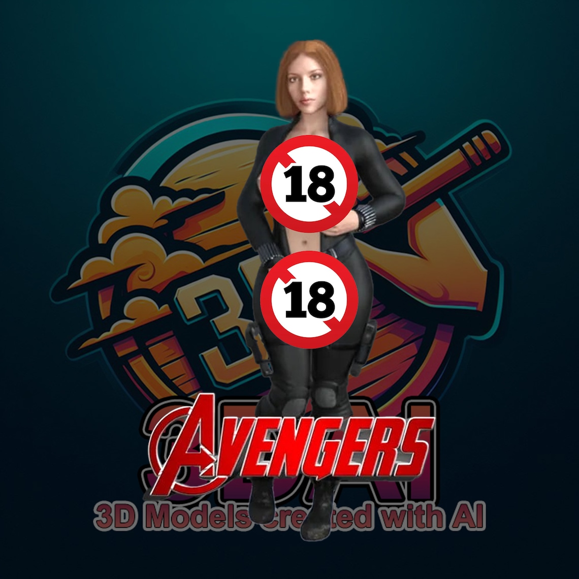 Sexy NSFW Black Widow STL Model for 3D Printing - 3D Printable NSFW