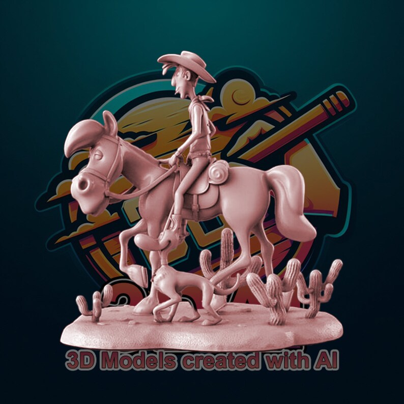 Diorama STL Lucky Luke pour impression 3D FDM Figurine FDM Prête à imprimer pour les imprimantes Fdm Kit rouge Figurine 3D modèle Stl Diorama image 2