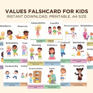 Values Cards for Kids, Acceptance and Commitment Therapy For Kids, Social Emotional Learning Cards, Growth Mindset