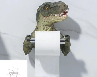 Toilet paper holder, dinosaur, t-rex, velociraptor, paper holder, paper stand, paper rack, cute paper dispenser, paper rest, roll support,