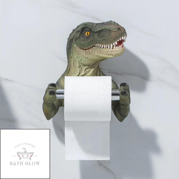 Toilettenpapierhalter, Dinosaurier, T-Rex, Velociraptor, Papierhalter, Papierständer, Papierablage, niedlicher Papierspender, Papierablage, Rollenhalter,