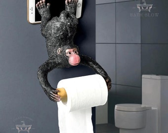 Monkey toilet paper holder, paper holder, roll support, toilet paper stand,  toilet paper dispenser, toilet paper rack, toilet paper rest,
