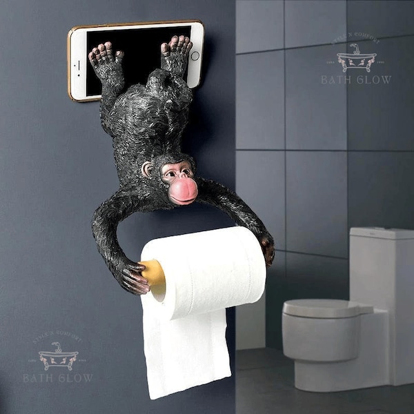 Porte-papier toilette singe, porte-papier, support rouleau, support papier toilette, distributeur de papier toilette, support papier toilette, repose papier toilette,