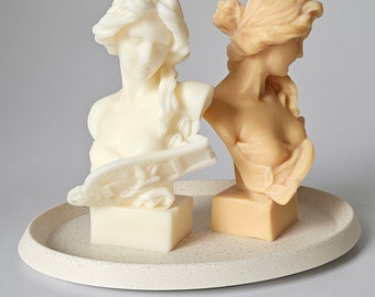 Woman with a musical instrument candle, Sculptural Candle, Decorative, Soy Candles, Greek Candles