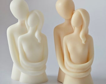 Vela de cera de soja con forma de pareja romántica: Estatua de abrazo, decoración del hogar