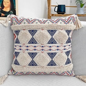 Handwoven Cotton Pillow Cover Boho style sofa accent pillow, handcrafted cushion for bed or sofa couleur 2