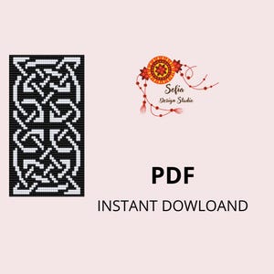 May include: A black and white geometric design with a Celtic knot pattern. The image also includes the text "PDF" and "INSTANT DOWLOAND". A logo for Sofia Design Studio is in the upper right corner.