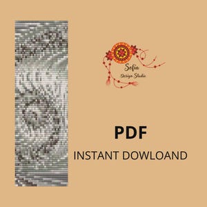 May include: A digital art print with a mosaic-like pattern in shades of gray, white, and brown. The image includes the text "PDF" and "INSTANT DOWNLOAD" in black, along with a logo for "Sofia Design Studio" in red and yellow.
