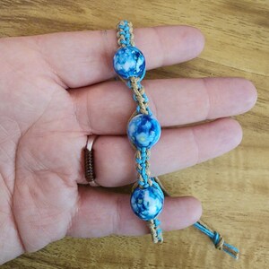 Patterned Blue & Tan Count your Blessings Bracelet
