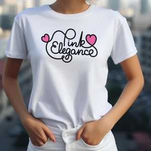 Pink elegance SVG, rose SVG, Lettering on a T-shirt SVG, heart Svg, File For Cricut, For Silhouette, Cut File, Png, Svg Designs