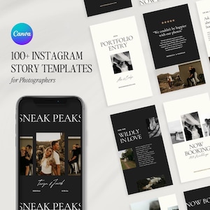 100+ Instagram Story Templates for Photographers | Editable in Canva | Boho Social Media Bundle |  Collage Designs |Instant Digital Download