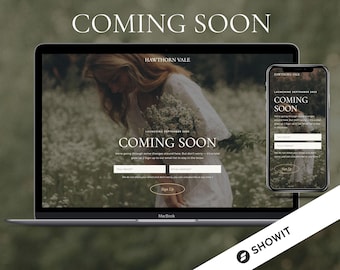 Minimalist Boho Coming Soon Page: Showit Website Template (Add-On)