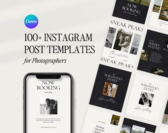 Plantillas de publicaciones de Instagram para fotógrafos de bodas: Diseño moderno de Canva (descarga digital)