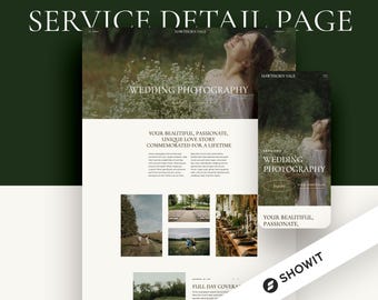 Showit Services Page Template for Photographers: Minimalist Cottagecore Design (Digital Download)