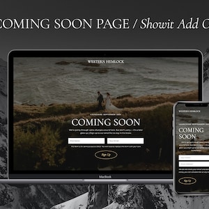 Coming Soon Showit Website Template Add On | For Photographers, Coaches, and Small Business | Western Hemlock Collection